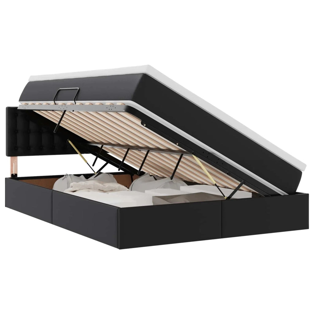Letto con contenitore e materasso Nero 140 x 190 cm