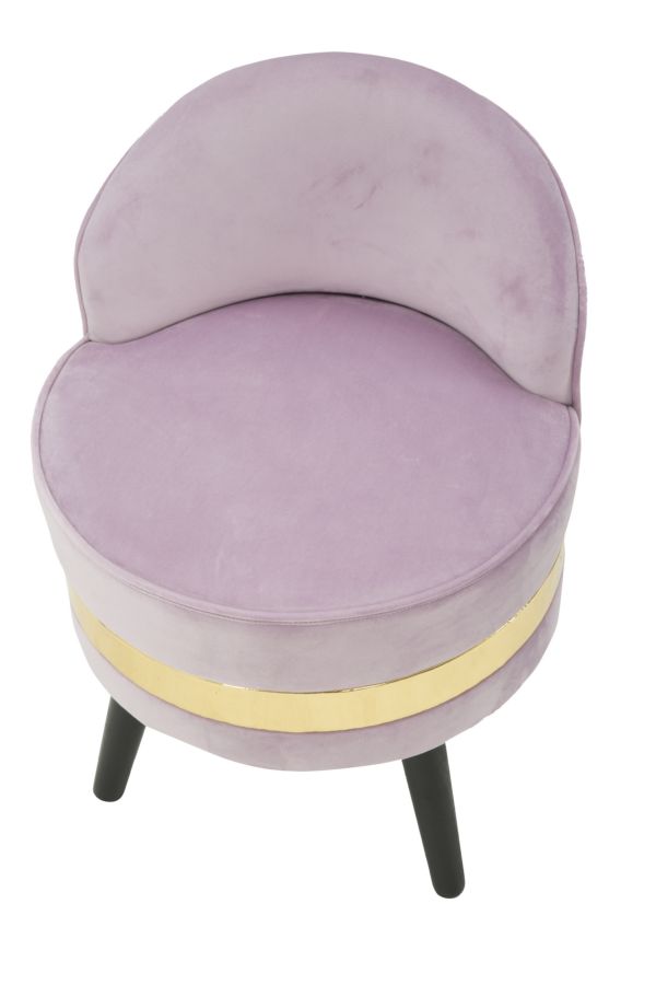 Sedia Mini Paris Rosa Ø45x62 cm Legno Spugna e Velluto Sintetico Rosa e Oro e Nero