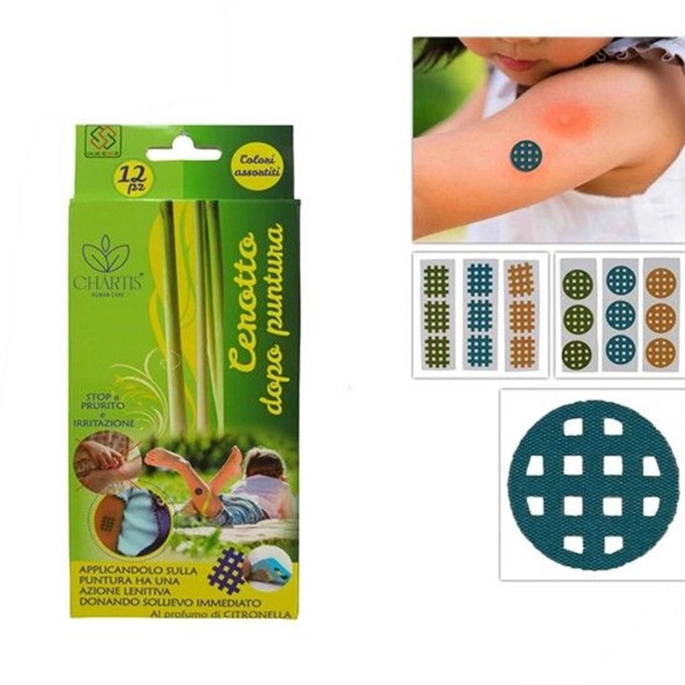 Trade Shop - Set 24pz Da 12 Sticker Cerotto Dopo Puntura Citronella Azione Lenitiva Assortiti 639610a -