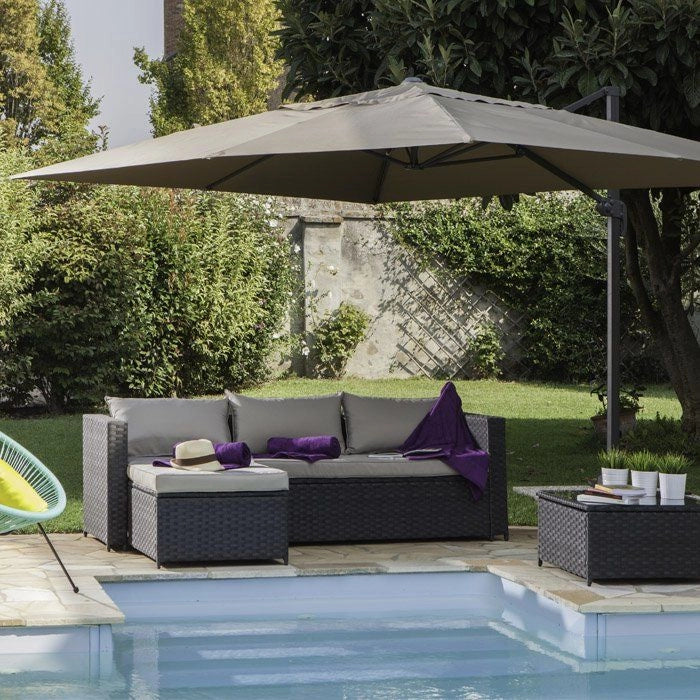 OMBRELLONE A BRACCIO DELUXE 3X4 M TORTORA ALLUMINIO 360 GRADI  MARMETTE ESCLUSE