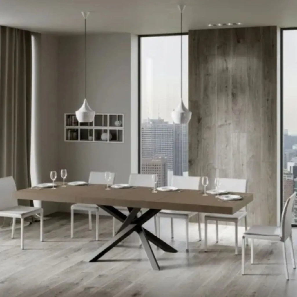 Tavolo allungabile 200/304x90 cm Volantis Premium tortora gambe antracite