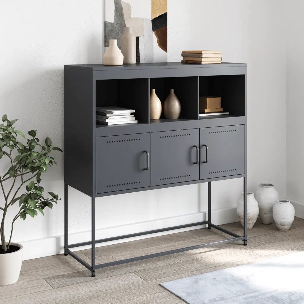Credenza | Madia | Buffet da pranzo | Armadio da pranzo Antracite 100,5x39x107 cm in Acciaio