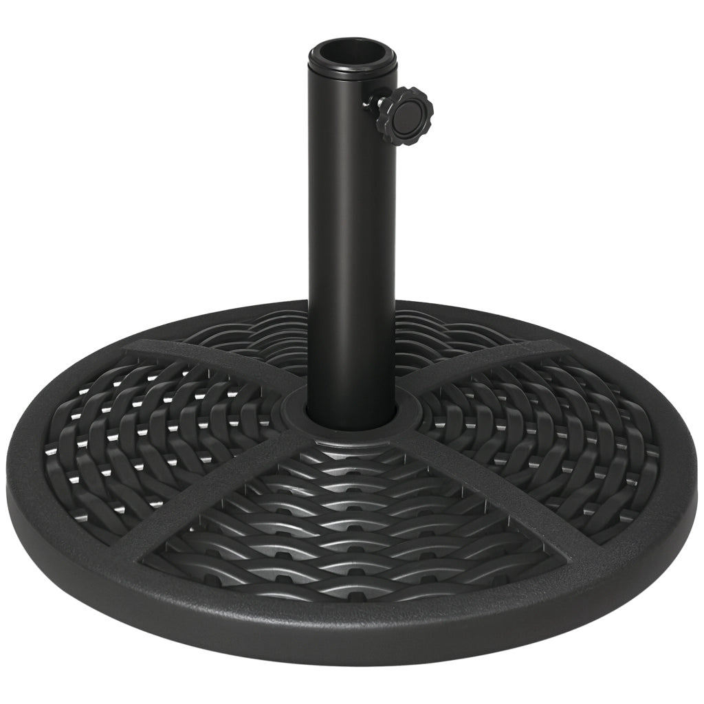 Base per Ombrellone da Giardino Rotonda Effetto Rattan ?45cm Peso da 9.5kg, Nero