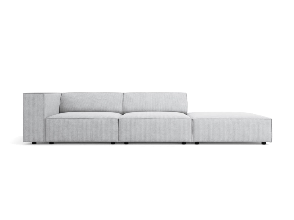 Cosmopolitan Design - Divano destro "Arendal" 4 posti in ciniglia con effetto a coste grigio chiaro 