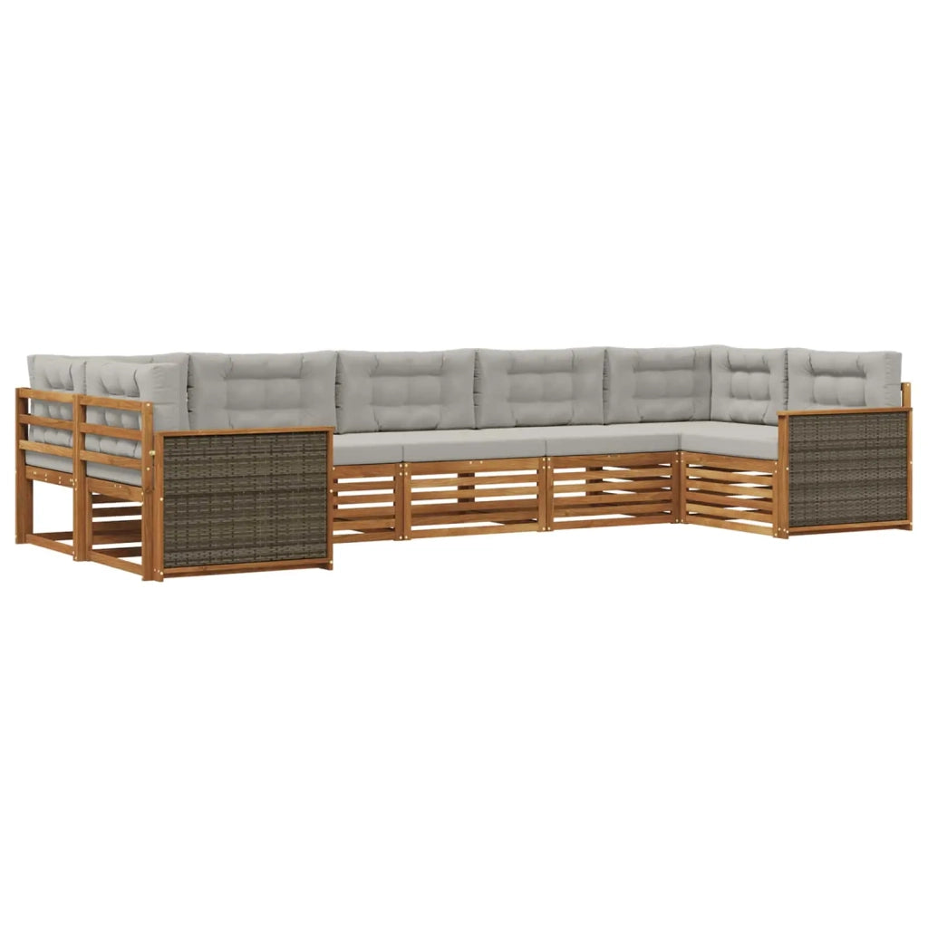 Set di divani da esterno 7 pz Naturale e Grigio Chiaro 3383799