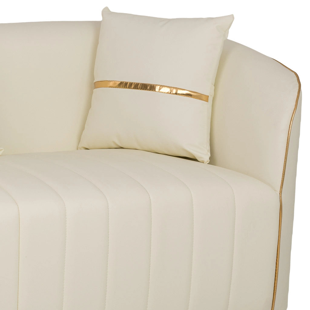 Divano in ecopelle beige 185x72x76h cm