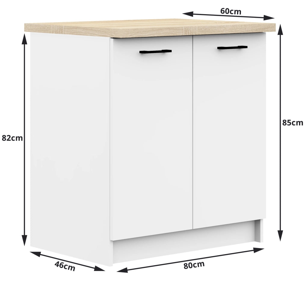 Mobile cucina modulare con piano di lavoro AKORD OLIWIA Bianco 80 cm 2 ante 80x46x85 cm