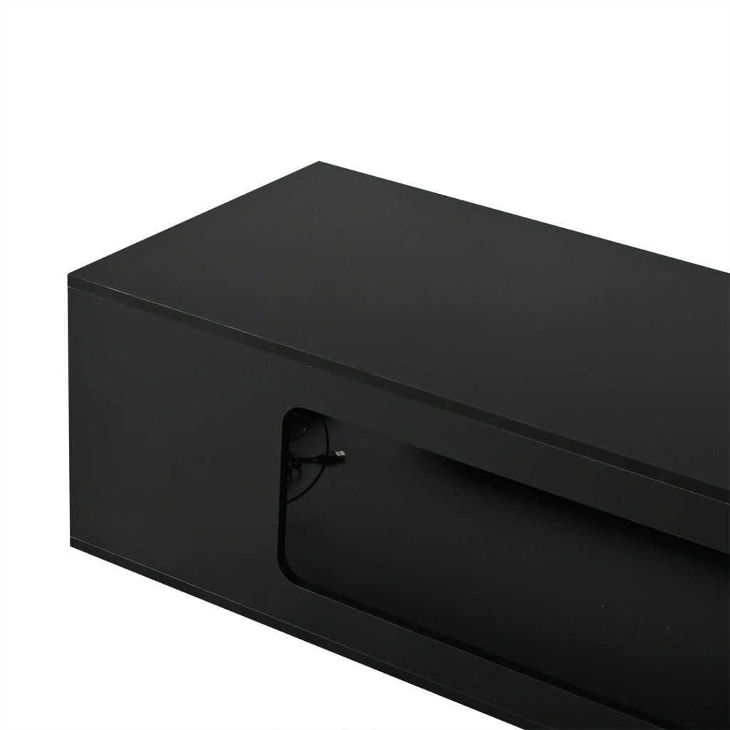 Tavolino da Caff¨¨ con LED e Vetro Temperato ¨C MINIMAL ¨C Nero, 100x50x35