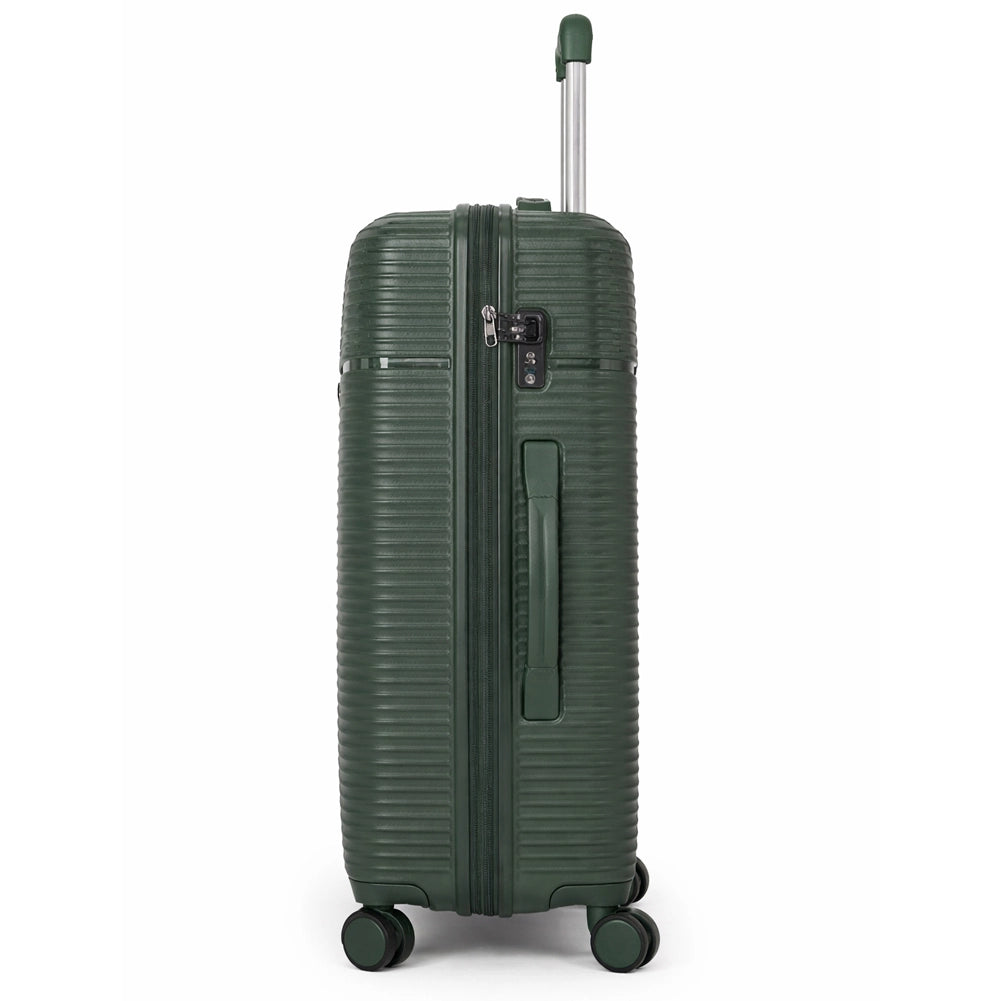 Set 3+1 Valigie Rigide Beauty Case Bagaglio Trolley con Ruote Easy Roll Verde Oliva