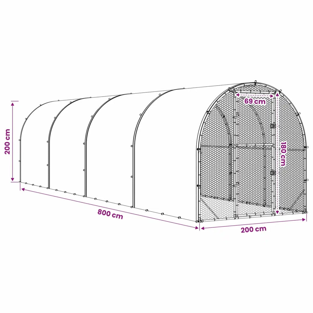 Pollaio Argento 800 x 200 x 200 cm Acciaio zincato 3434688