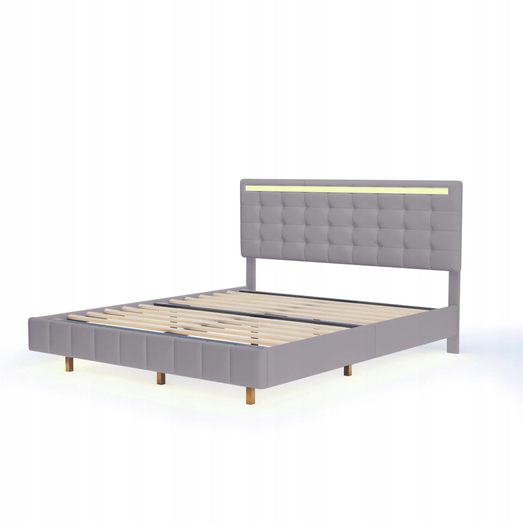 Letto imbottito 160x200 con LED - Xylo - Grigio