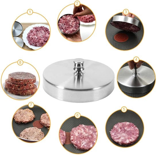 Hamburger per per forno a microonde - 9,5 cm - con rivestimento antiscivolo in acciaio inossidabile