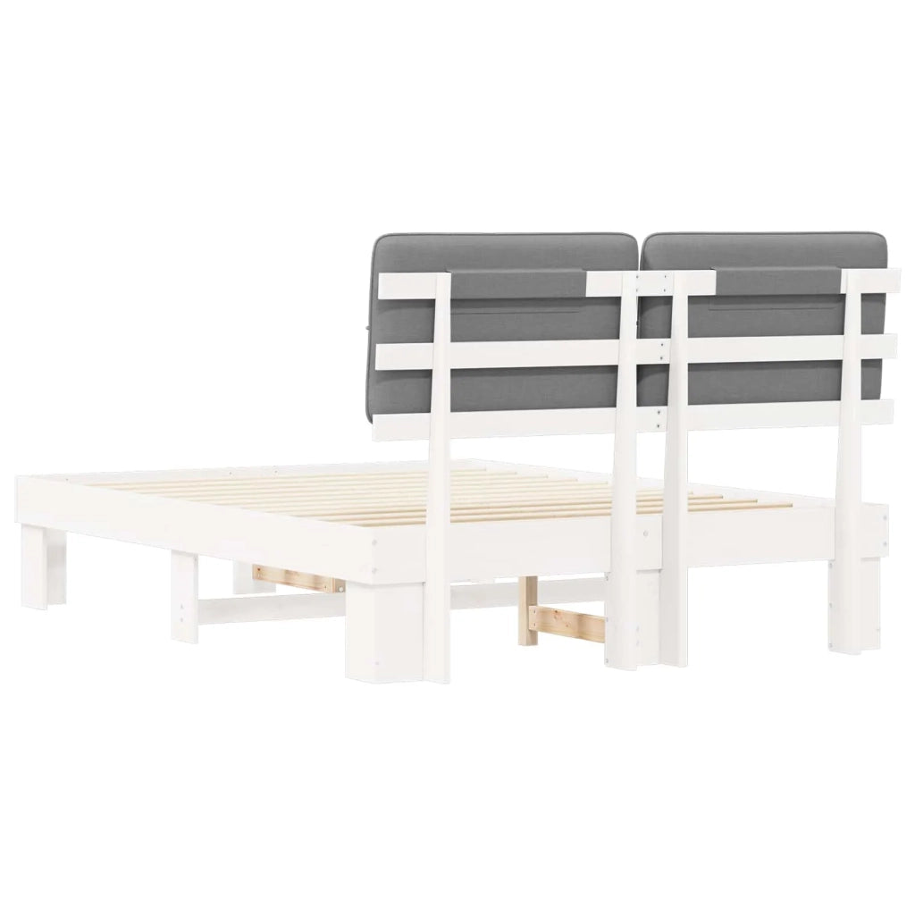 Letto con Testiera Rivestita Grigio chiaro 150 x 200 cm