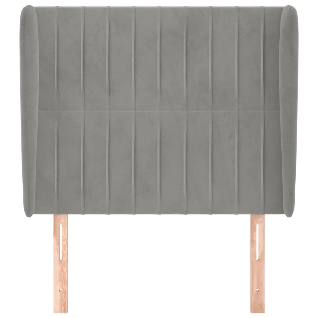 Testiera | Testata ad Orecchio Grigio Chiaro 103x23x118/128 cm in Velluto