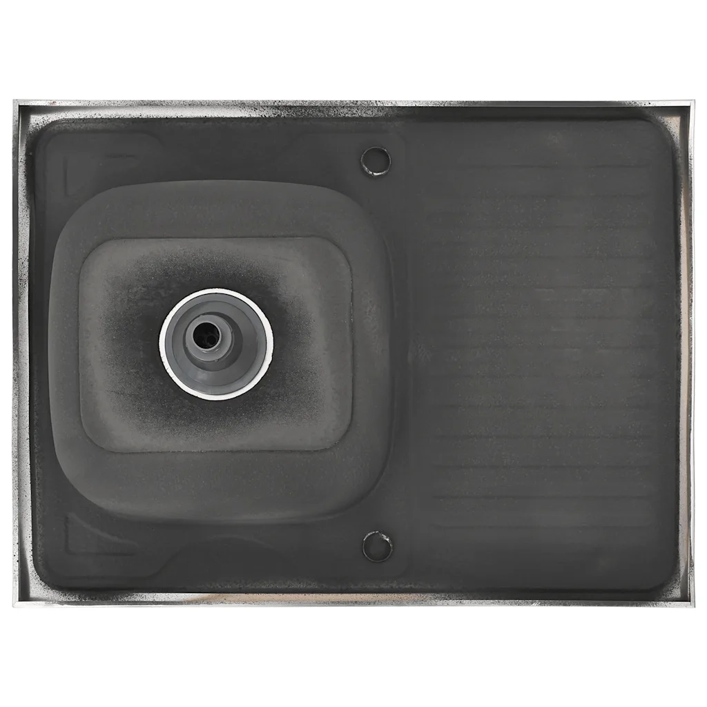 Lavello Cucina e Scolapiatti 800x600x155mm Acciaio Inox Argento cod mxl 49925