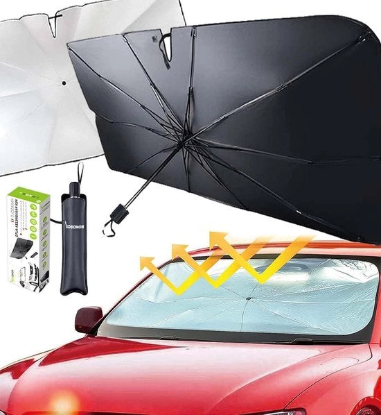 Parasole per Auto Zonnetenda 125x65cm - Protezione UV - Isolamento Termico - Ripiegabile - Adatto per la maggior parte dei Modelli di Veicoli Zonizzazione auto