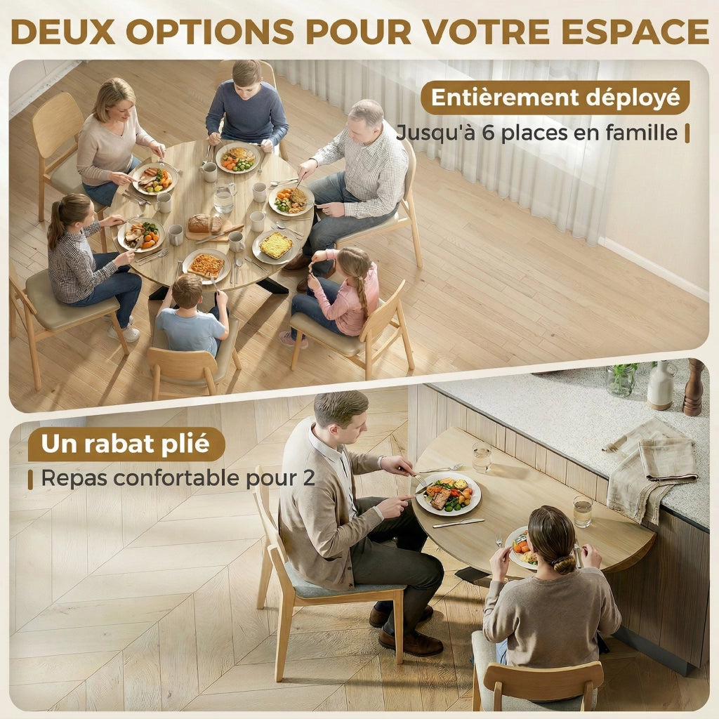 Tavolo da pranzo pieghevole rotondo ¨C Xylo ¨C legno naturale gambe acciaio 2-6 persone