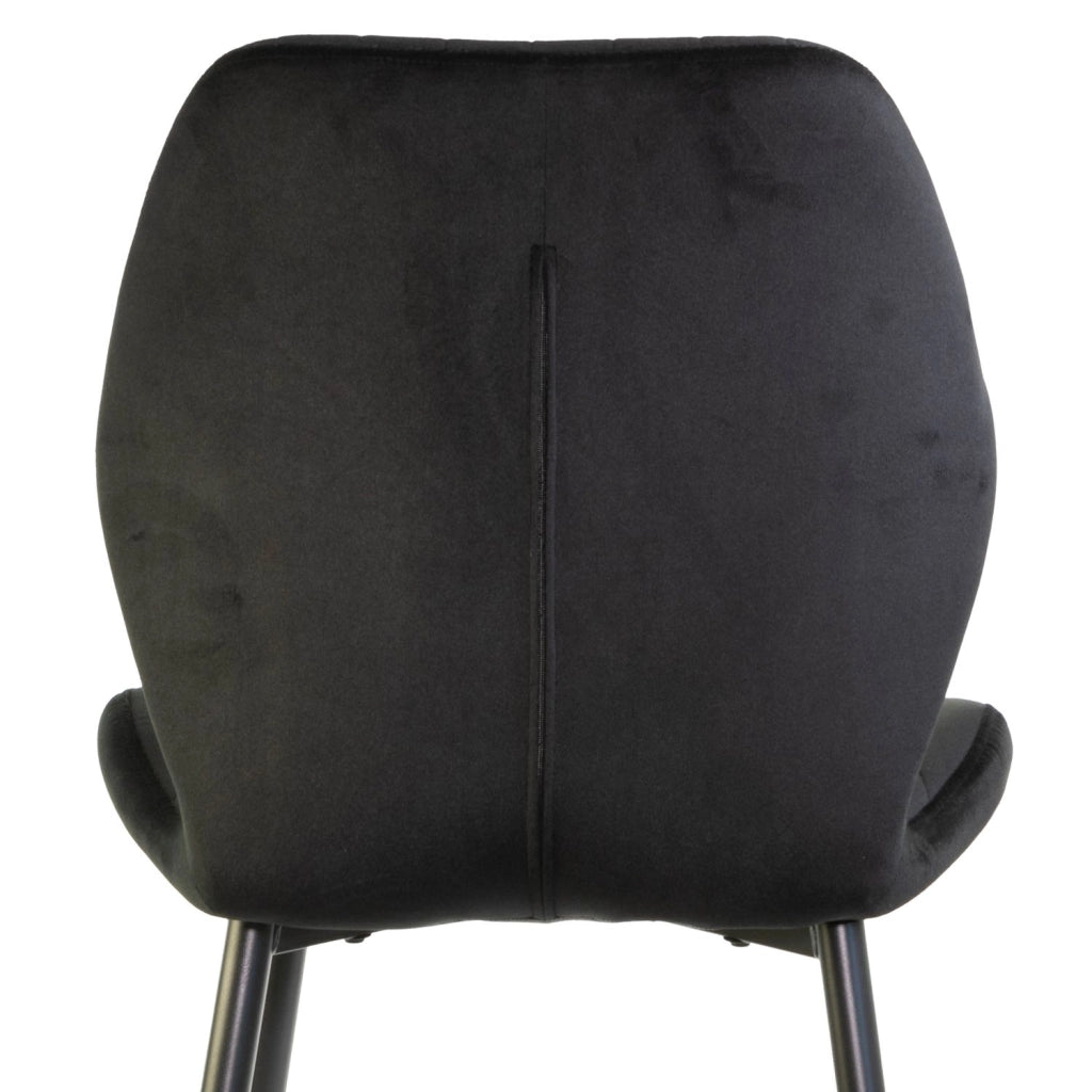 Sedia in Velluto con Struttura in Metallo Nero e Seduta Imbottita Ravello, Poltroncina di Design Moderno ed Ergo 4 Sedie
