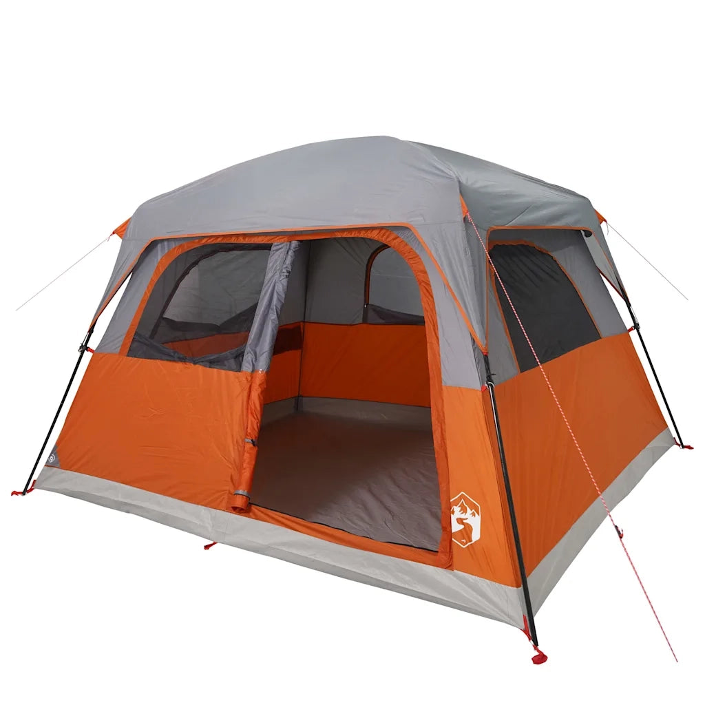 Tenda Familiare a Cabina 6 Persone-Tenda da campeggio Arancione Impermeabile