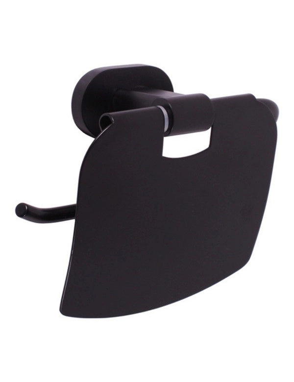 Portarotolo YUKON con coperchio in ottone nero opaco 13,6 cm