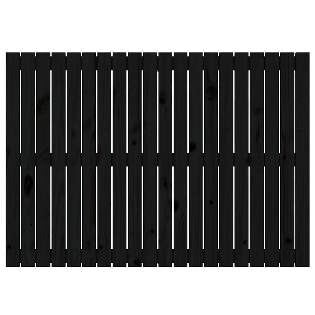 Testiera da Parete Nera 127,5x3x90 cm in Legno Massello di Pino 824892