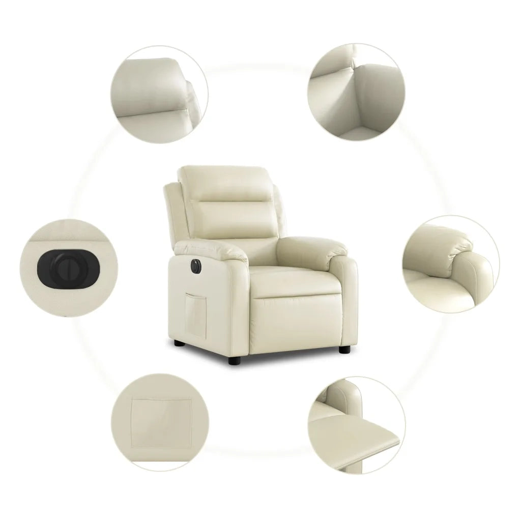 Divano Sedia-Poltrona Reclinabile Elettrica Crema in Similpelle 986991