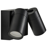 Lampada da parete per esterni in alluminio nero con 2 faretti, illuminazione da esterno moderna