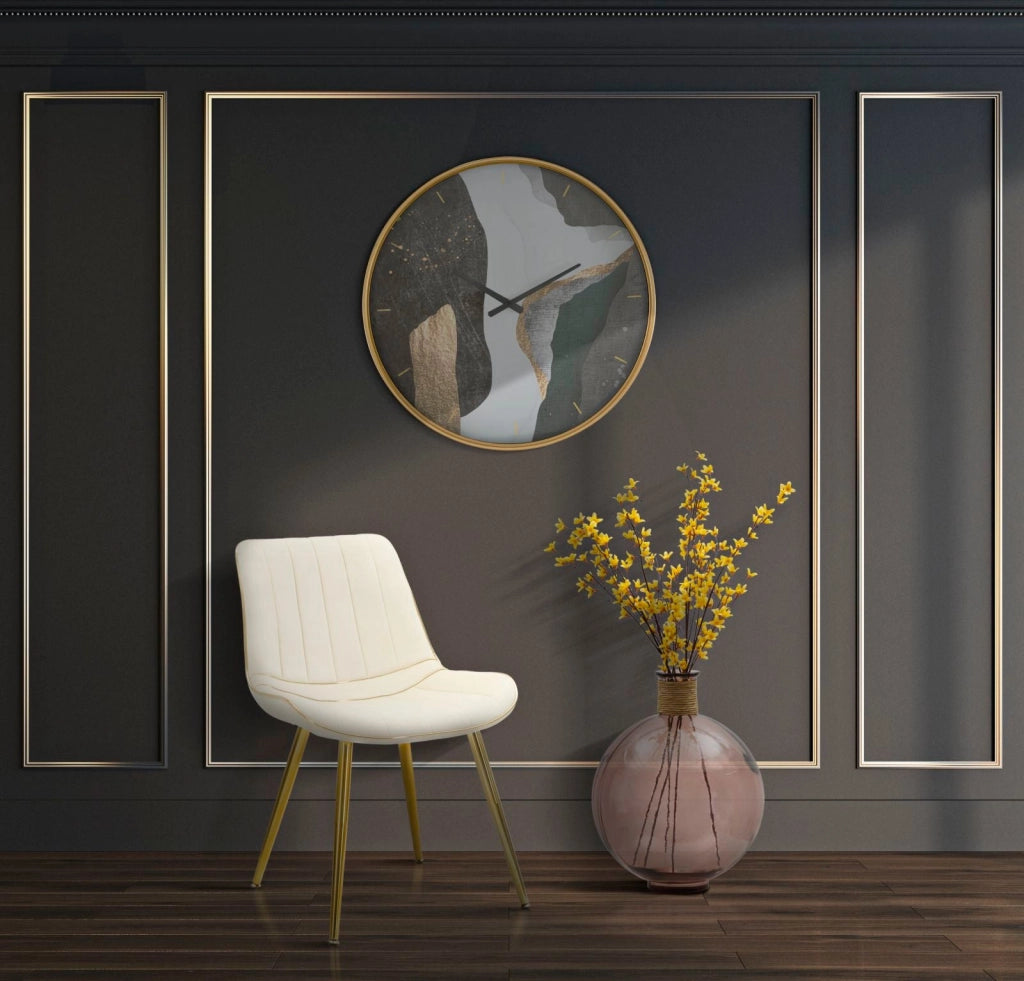 Set 2 Sedie Imbottite 51x59x79 cm in Poliestere Paris Crema e Oro