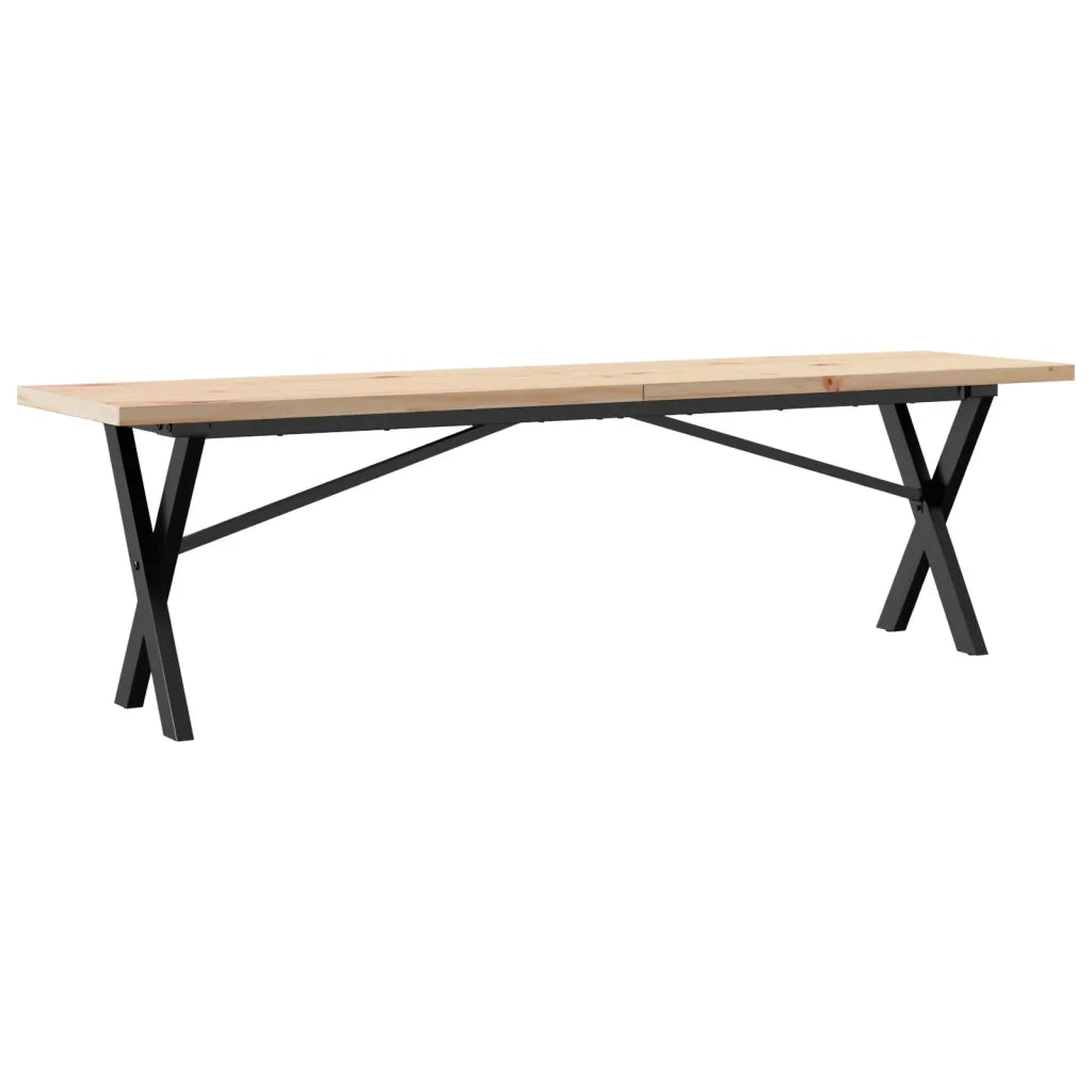 Tavolino Salotto Telaio a X 160x40x45,5 cm Legno Pino e Acciaio