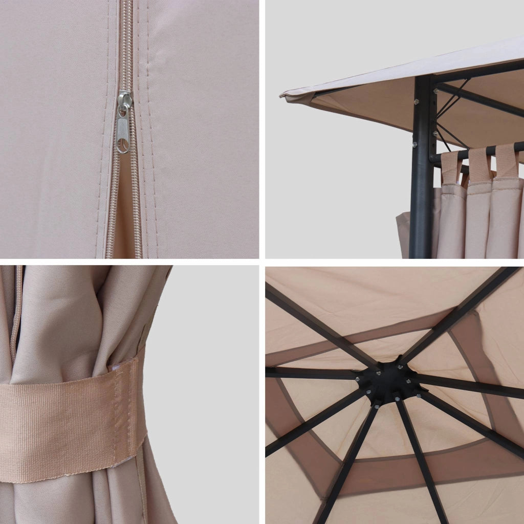 Gazebo da giardino 3x3m struttura in alluminio con tende scorrevoli,