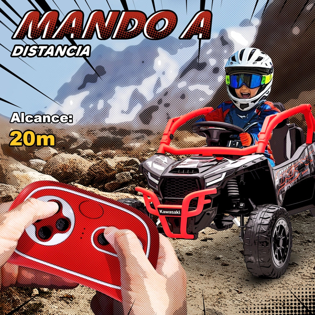 Auto Elettrica Bambini 12V Kawasaki Teryx KRX 1000 ¨C Xylo ¨C Telecomando Sospensione Rossa