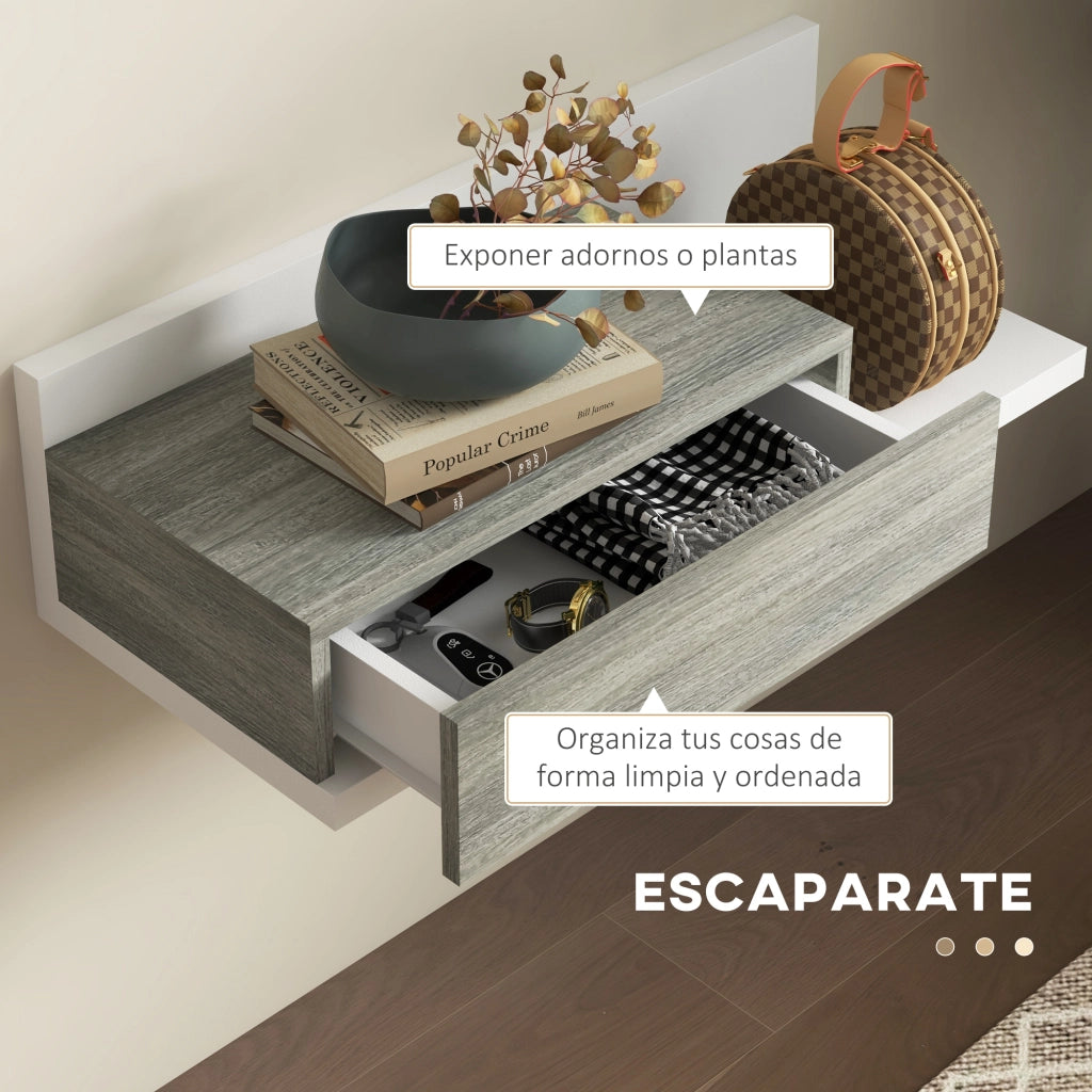 Set Mobile Ingresso Sospeso con Specchio e Cassetto ¨C Xylo ¨C Bianco e Grigio 75x75 cm
