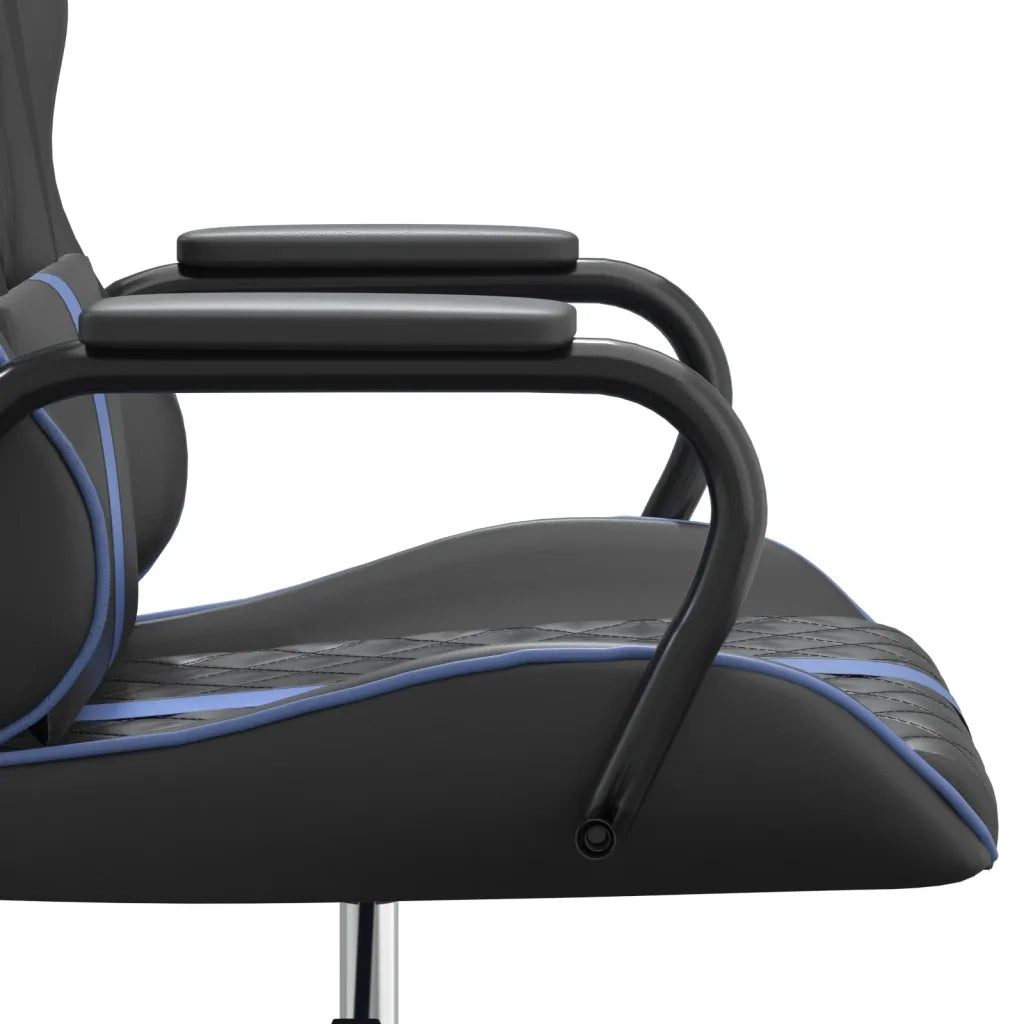Sedia da Gaming | Sedia da e-sports Massaggiante Blu e Nero in Similpelle