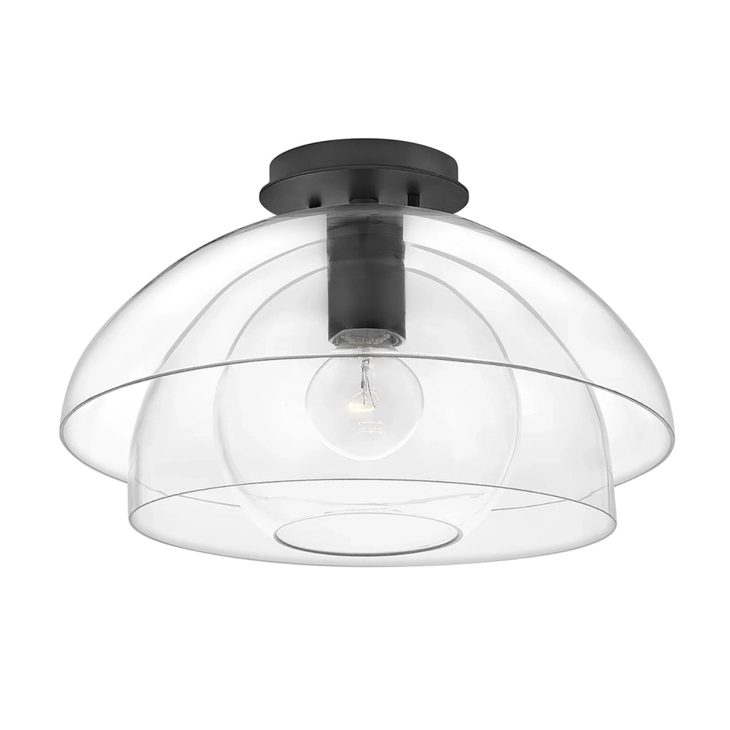 Sospensione Contemporanea Lotus Acciaio Nero Vetro 1 Luce E27