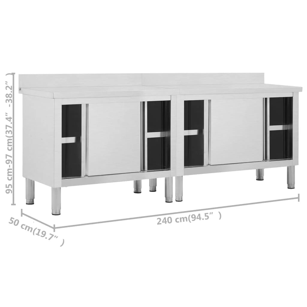 Set di due tavoli con ante scorrevoli 240 cm cucina professionale in acciaio inox 02_0000010
