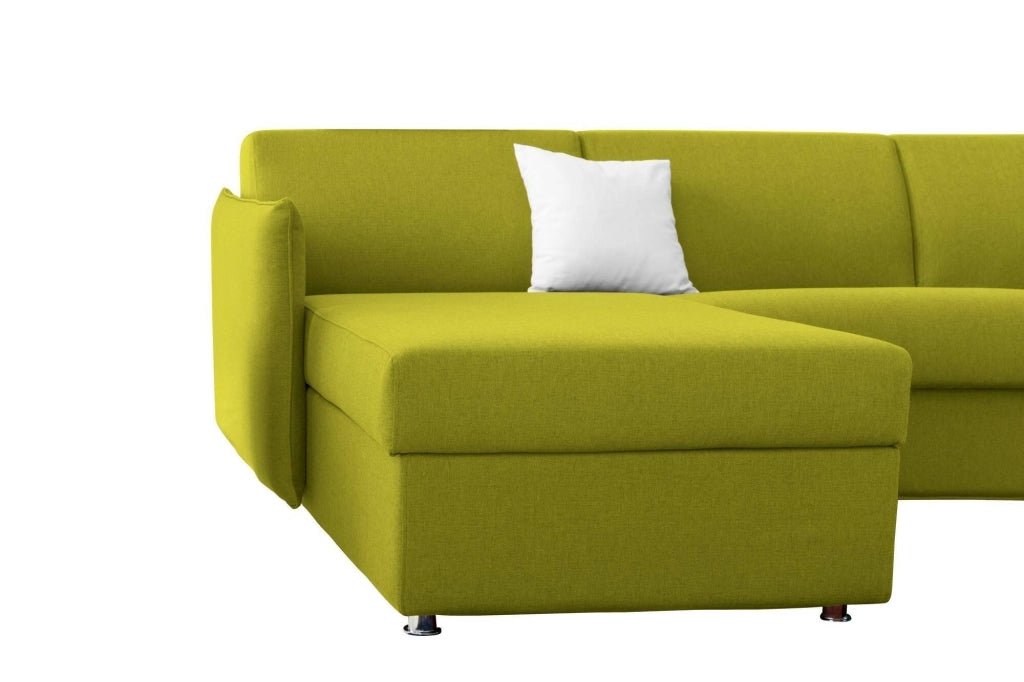 Posina, Divano Fisso con Penisola Sfoderabile Made in Italy, 260x160 cm Verde