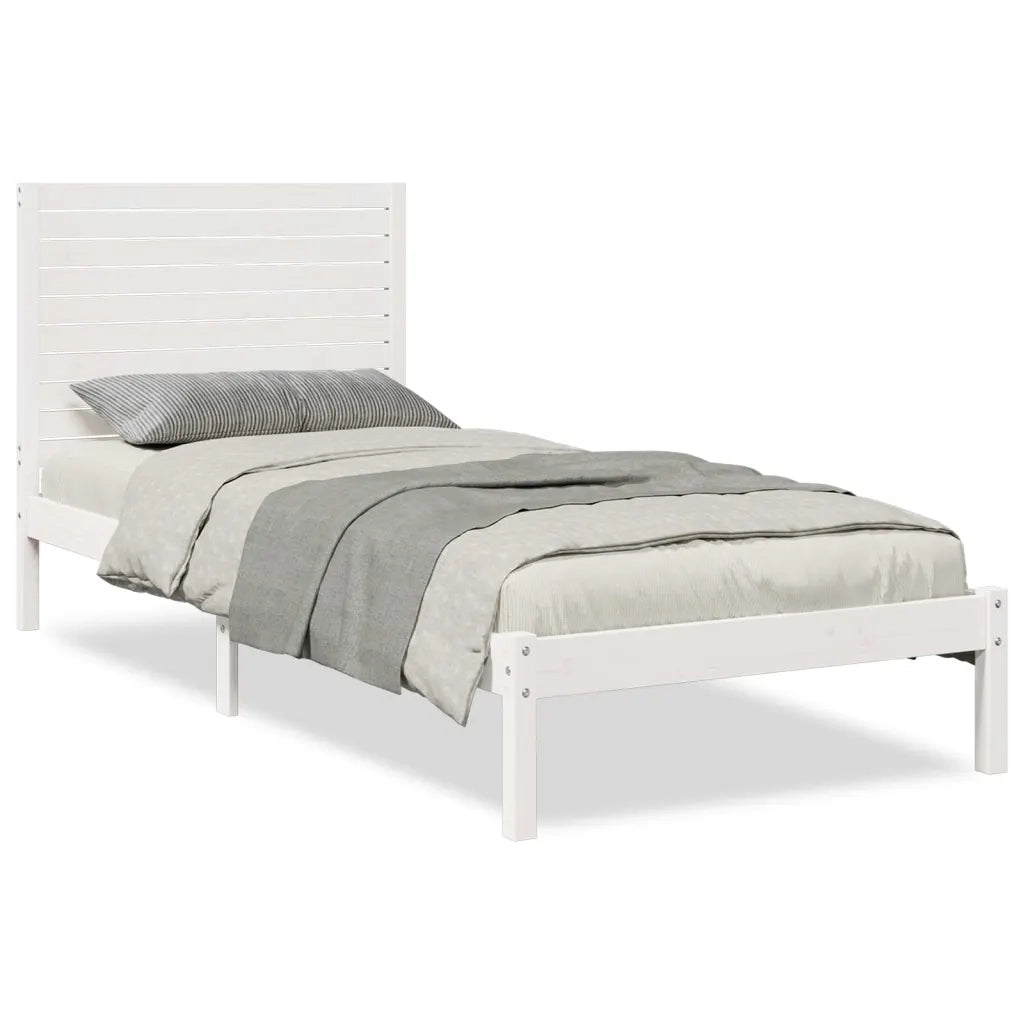 vidaXL Giroletto Extra Lungo senza Materasso Bianco 90x220 cm Massello