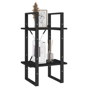 Libreria a 2 Ripiani Nera 40x30x70 cm in Massello di Pino cod mxl 20561