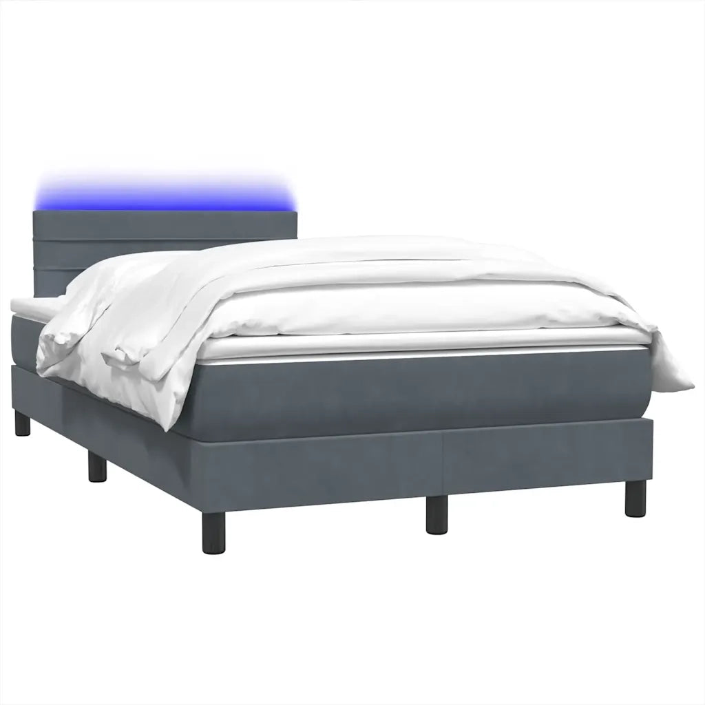 Letto a Molle con Materasso e LED Grigio Scuro 120x220 cm Velluto 3317020