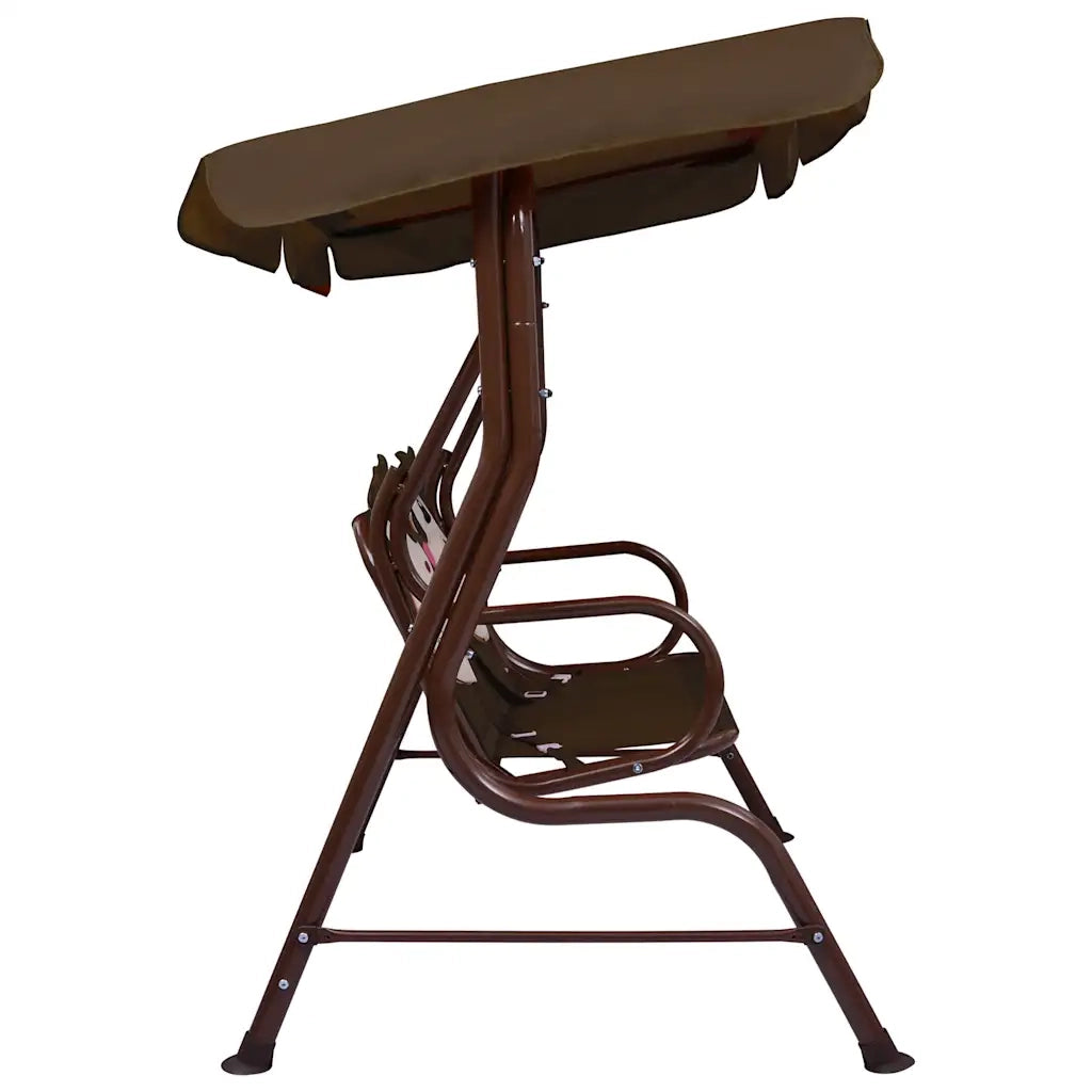 Dondolo a Panchina per Bambini Marrone 115x75x110 cm in Tessuto 48097