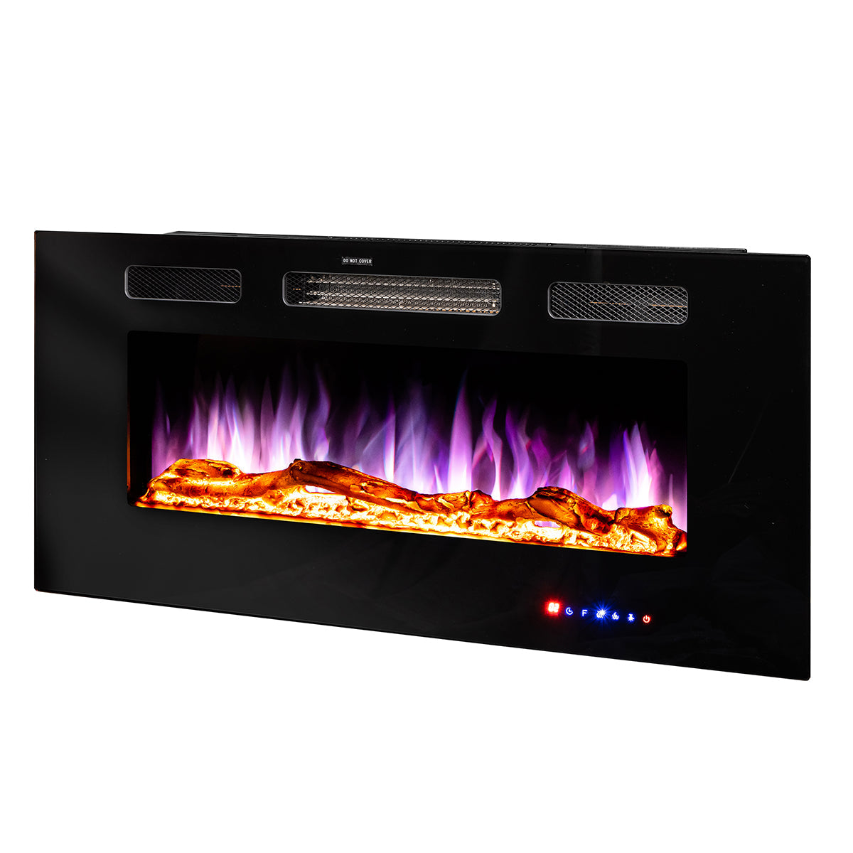 Camino Elettrico da Incasso 54,4x91,5x14 cm Effetto Fiamma 1500W Adeli Nero