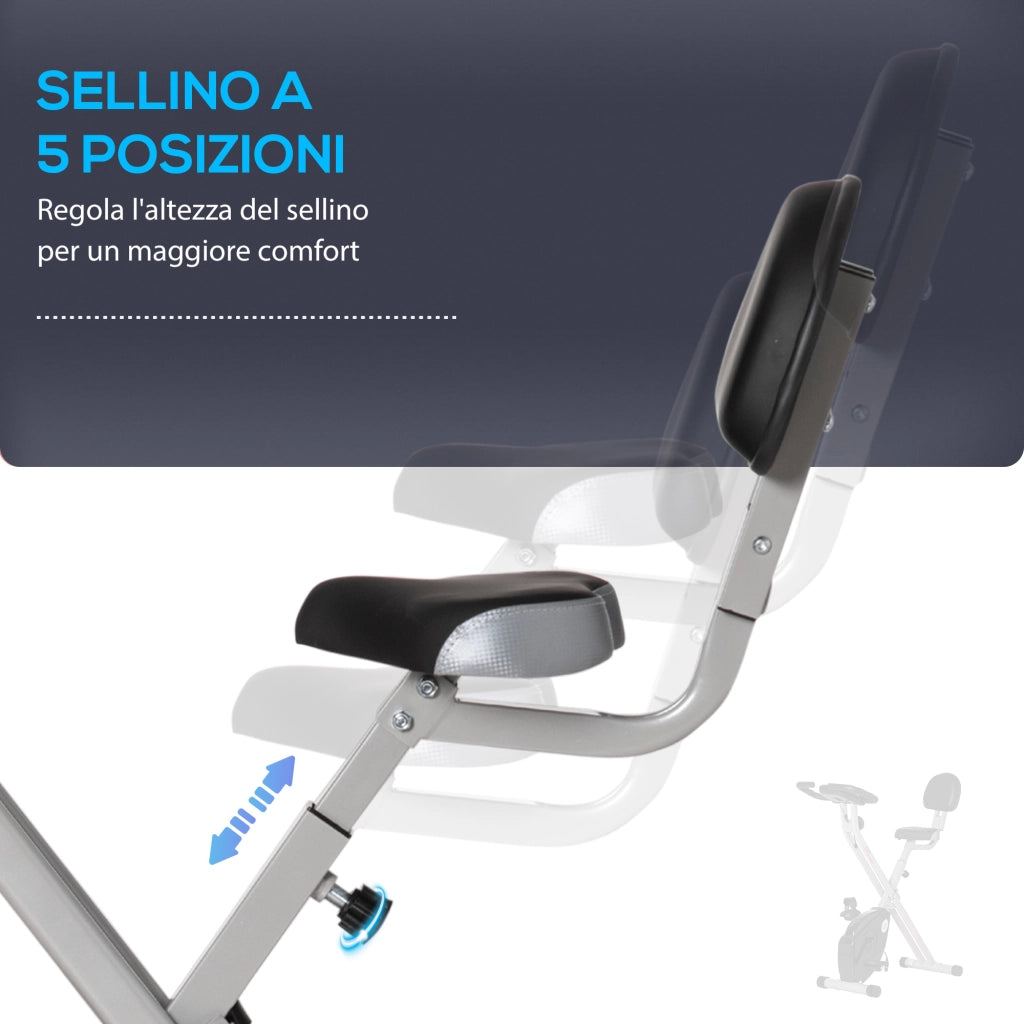 Cyclette Pieghevole da Fitness ¨C Minimal ¨C Grigio, Acciaio, Schermo LCD