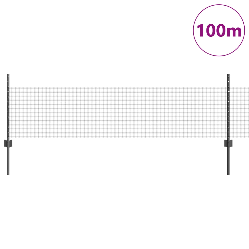 Recinzione in Rete Saldato con 44 Post U Grigio 0.5x100 m Acciaio