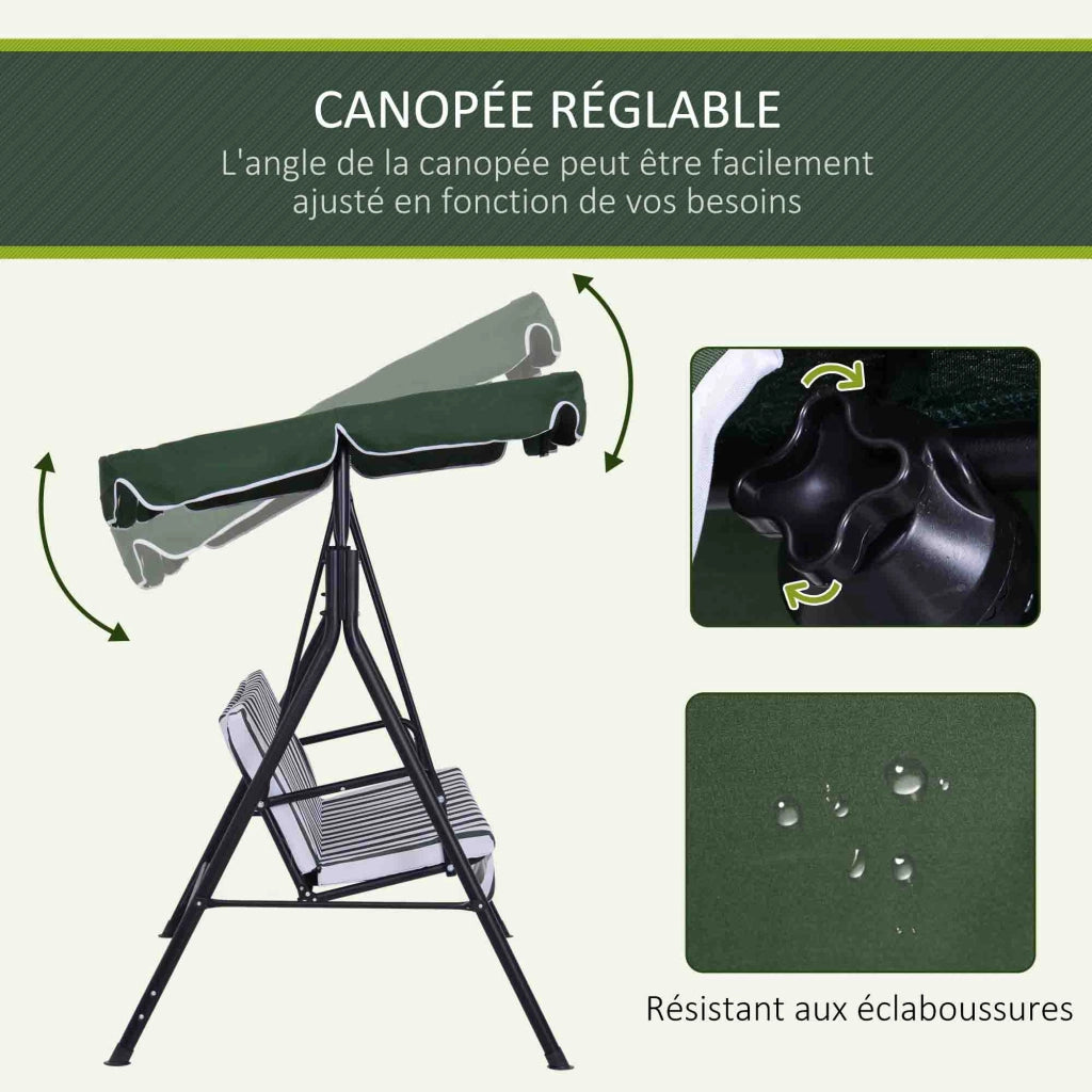 Amaca da giardino 3 posti con cuscini ¨C zephmum ¨C nero, verde, acciaio