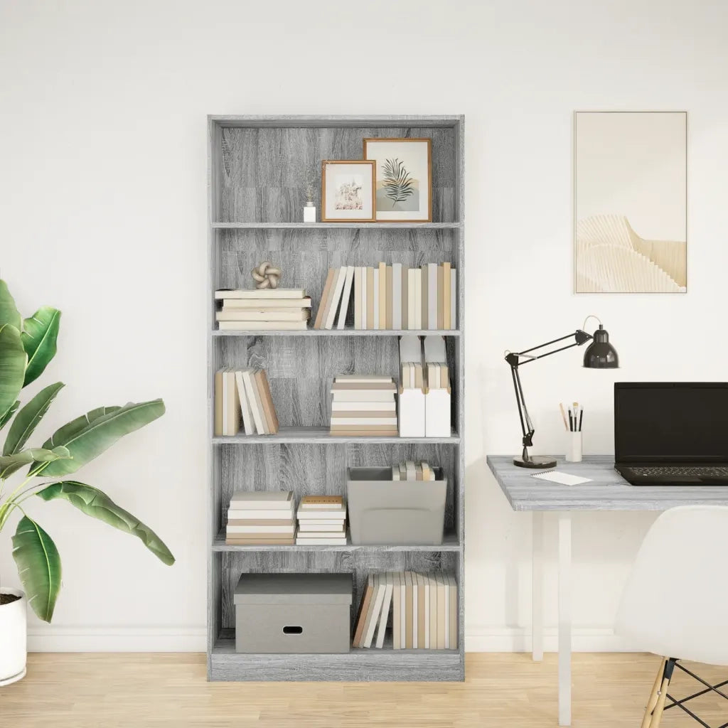 Libreria Grigio Sonoma 80x24x176 cm in Legno Multistrato 857858