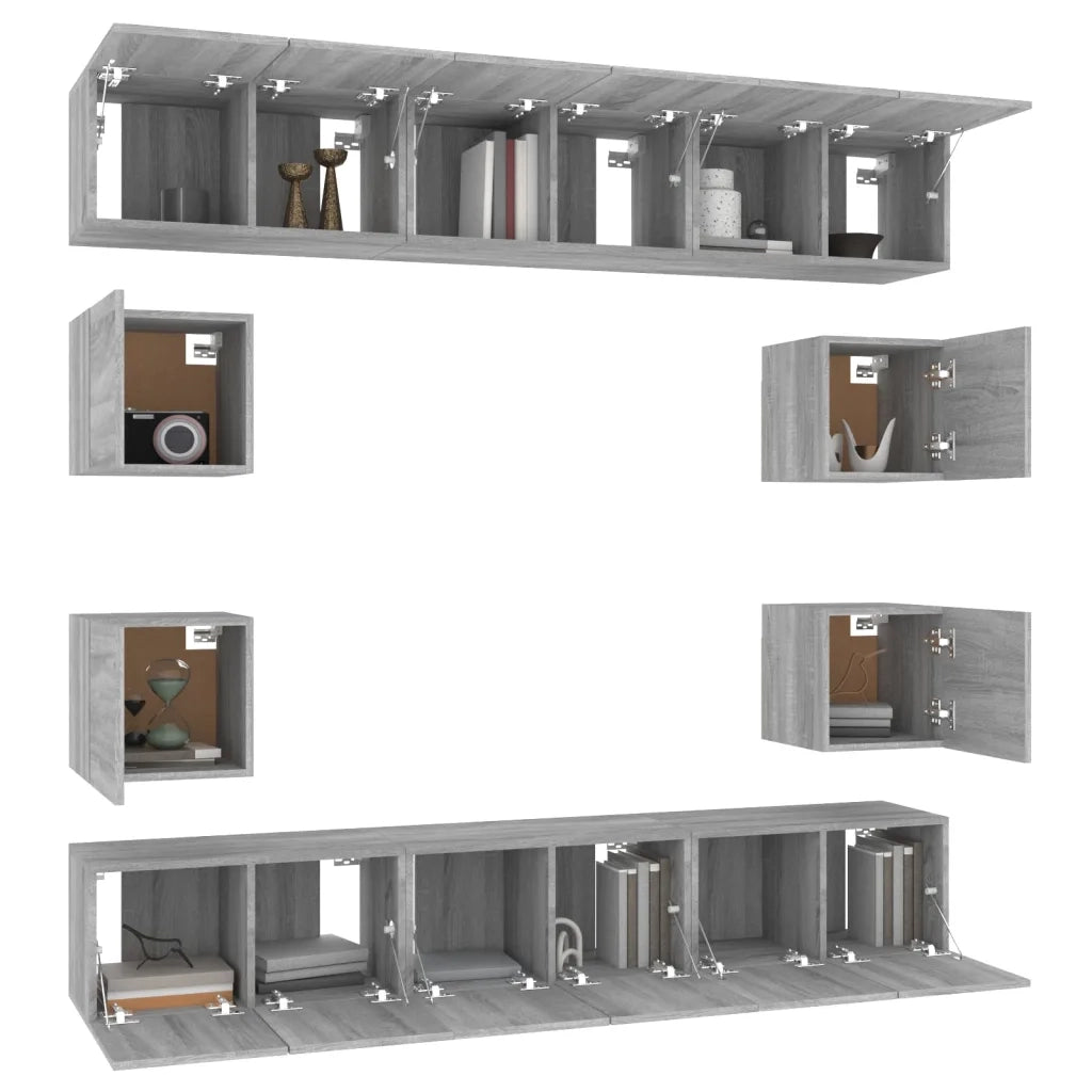 Set Mobili Porta TV 10 pz Grigio Sonoma in Legno Multistrato 3120216
