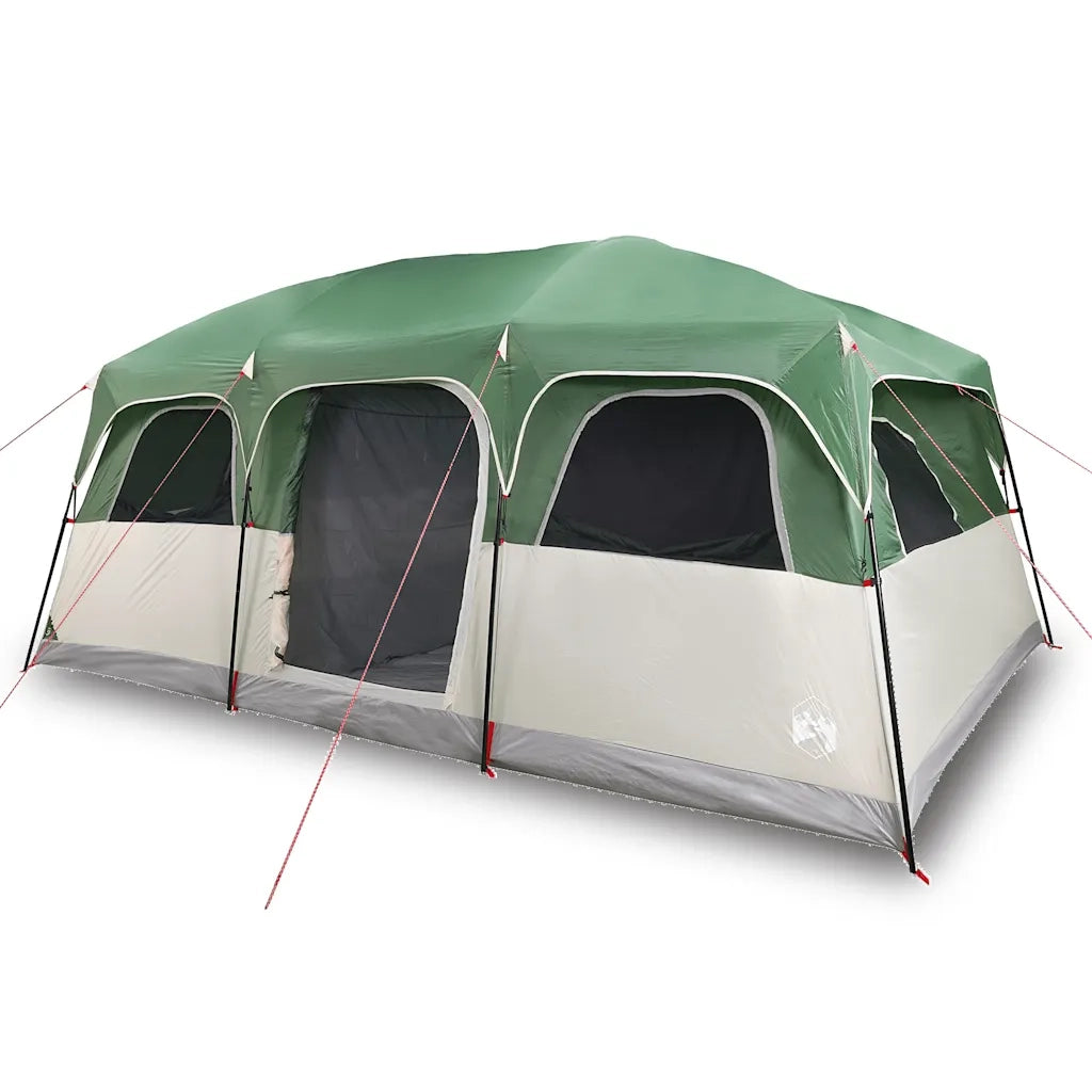 Tenda Familiare a Cabina per 10 Persone Verde Impermeabile 94539