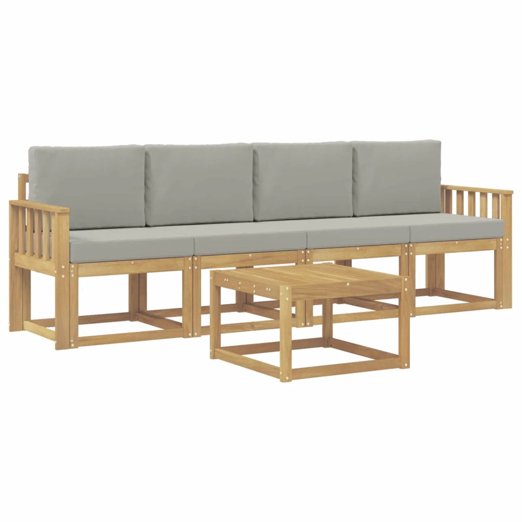 Set di divani da esterno 5 pcs Bianco e Grigio Chiaro 3387205