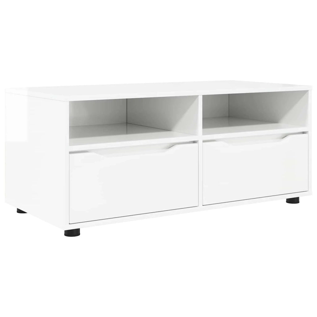 Mobile TV Bianco Lucido 100 x 48 x 43 cm Legno multistrato 888931