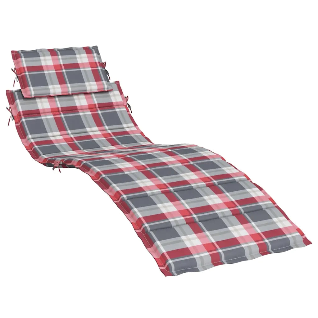 Cuscino per Lettino a Quadri Rossi 186x58x4cm in Tessuto Oxford 314171